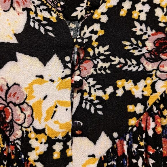 Free People Wildflower Fields Multi Color Long Sleeve Henley Top Size Small - Picture 3 of 12